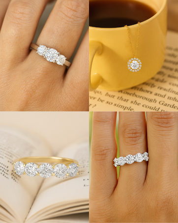 14K yellow gold lab-grown diamond solitaire stud earrings with four-prong setting, classic minimalist style