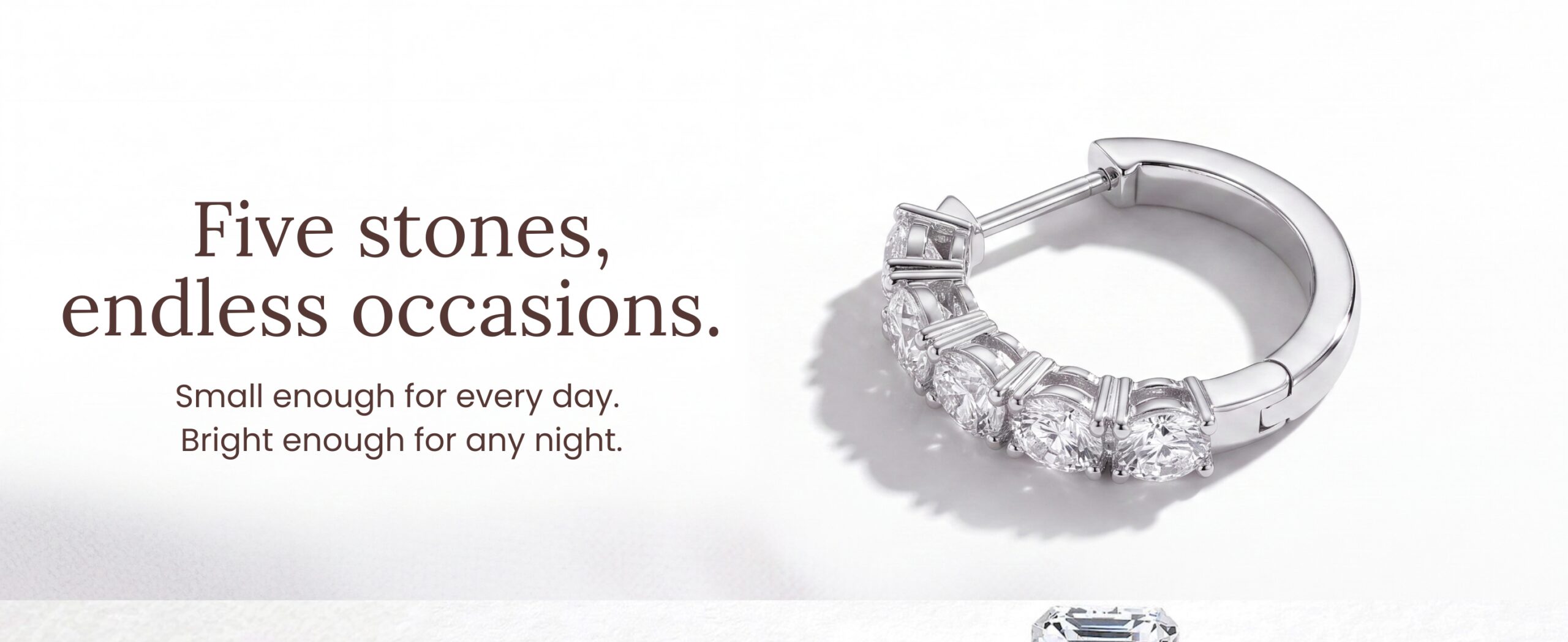 Small modern diamond hoop earrings in 14k gold with lab-grown diamonds, jewelry gift for women