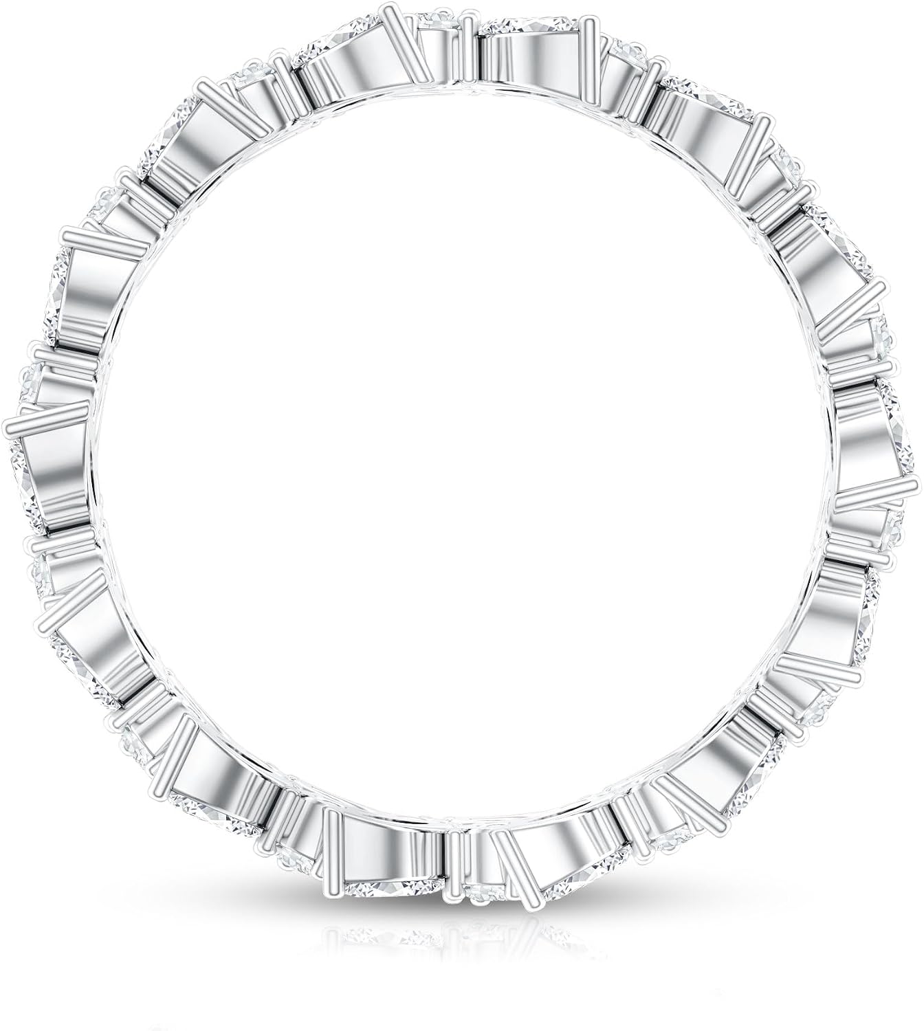 14k gold eternity ring with marquise lab grown diamonds, classic wedding band style