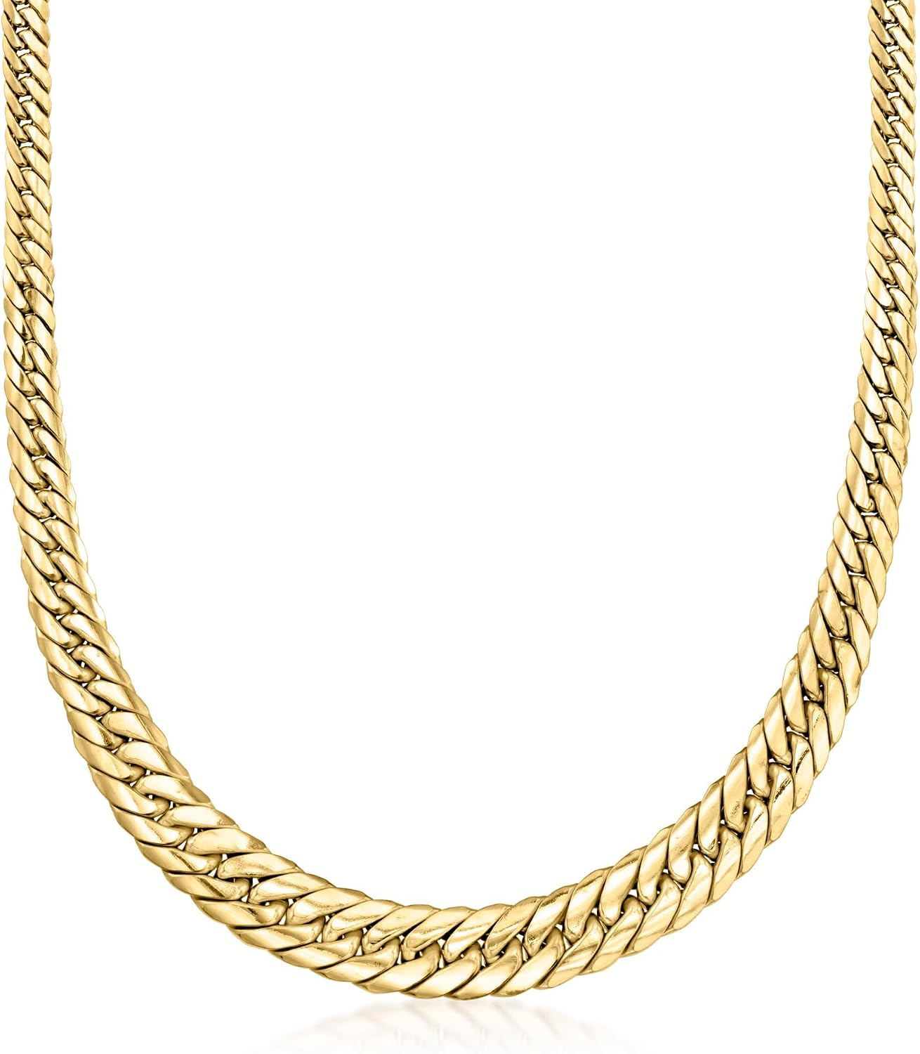 18kt yellow gold graduated Cuban-link necklace with polished finish