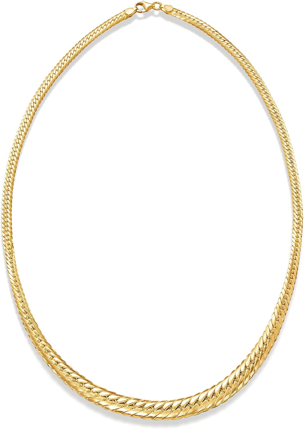 18kt yellow gold graduated Cuban-link necklace with polished finish