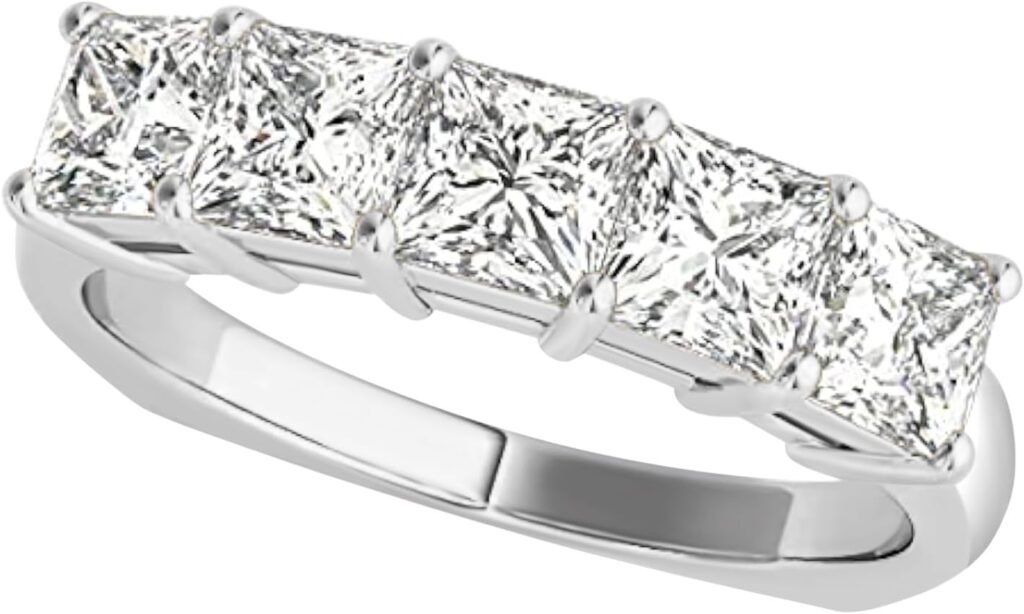 Princess Cut Lab Diamond 5 Stone Engagement Ring 2025