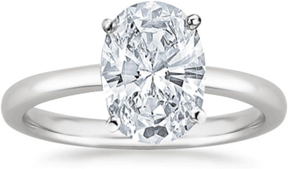 14k gold solitaire oval cut lab grown diamond engagement ring, classic design, IGI certified