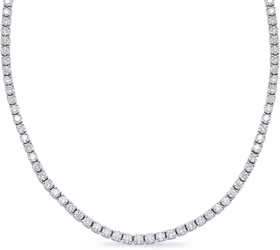 Sterling silver tennis riviera necklace with graduating lab-grown diamonds, 17 inches, classic style