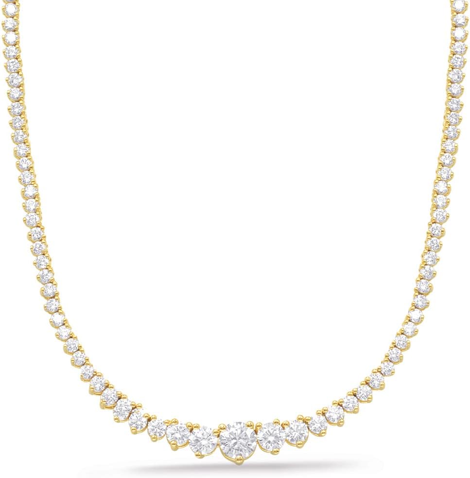 Sterling silver tennis riviera necklace with graduating lab-grown diamonds, 17 inches, classic style