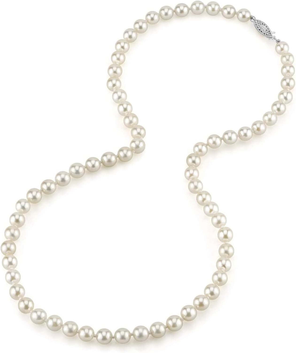 Japanese Akoya pearl pendant necklace with 14K gold chain, classic white cultured pearl on delicate gold setting