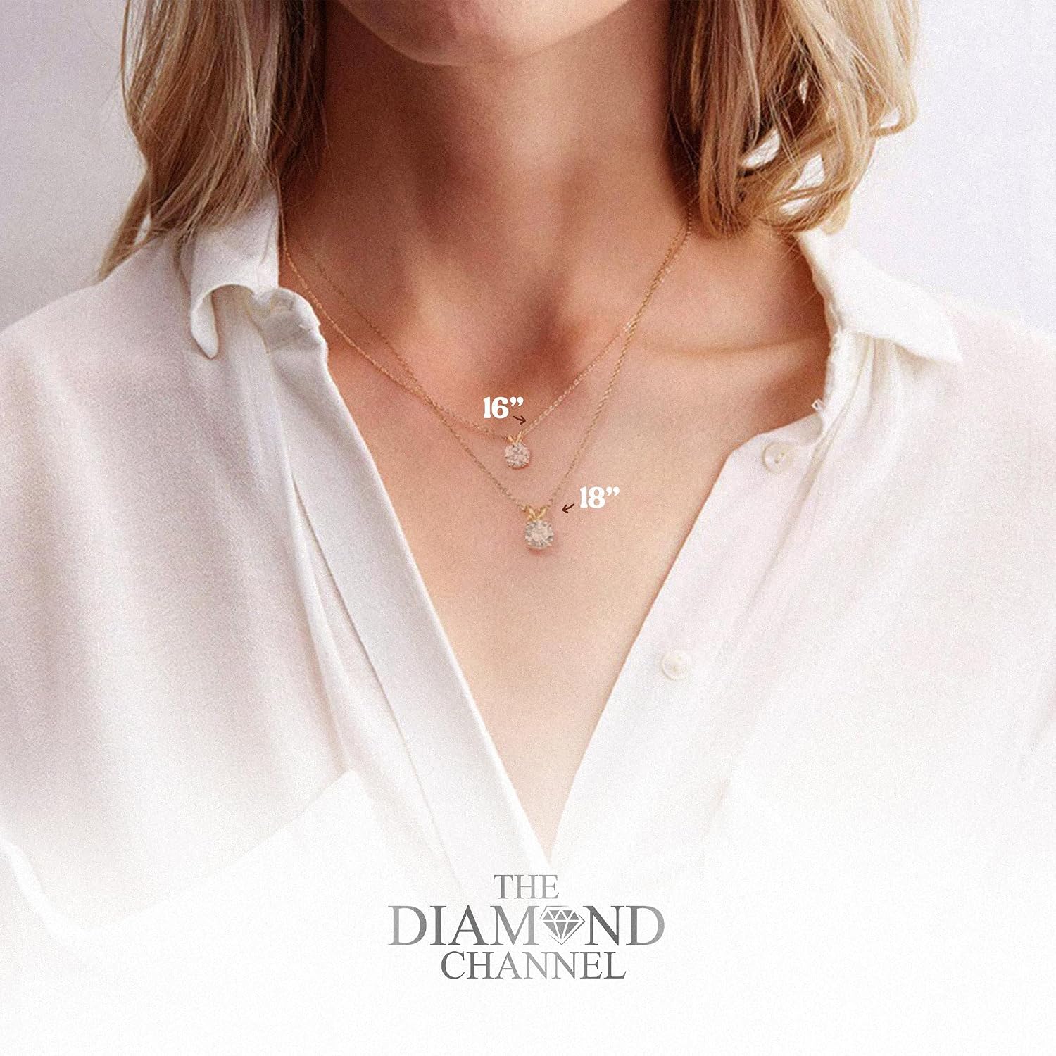 14K solid gold lab-grown diamond pendant necklace with 4-prong setting and extender chain, classic solitaire style