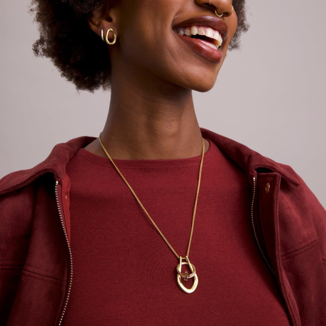 Gold-plated ring keeper necklace pendant with adjustable chain, modern wedding jewelry storage