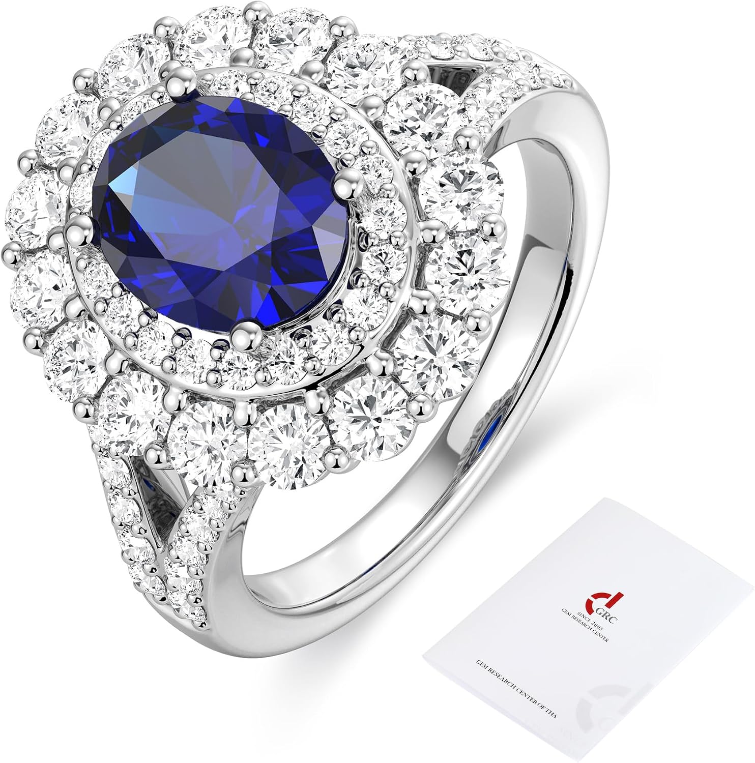 Sterling silver birthstone ring with lab-created moissanite stone, rhodium plating, modern setting
