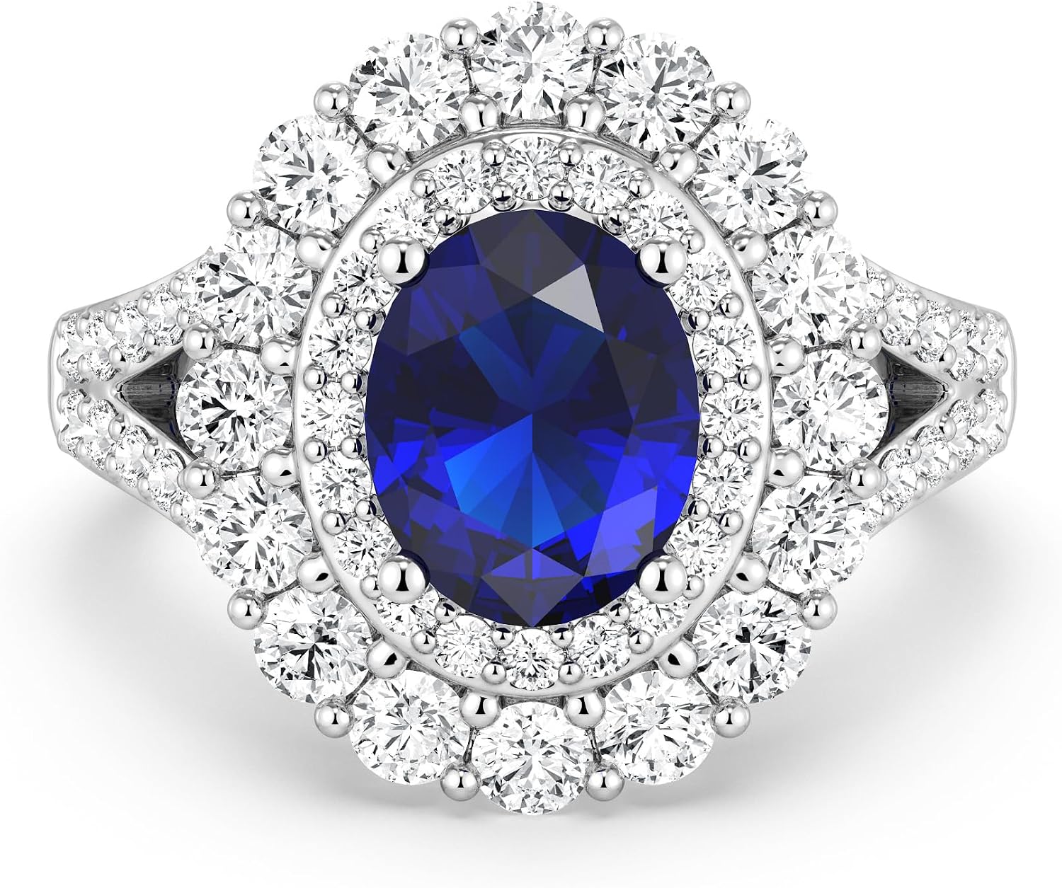 Sterling silver birthstone ring with lab-created moissanite stone, rhodium plating, modern setting
