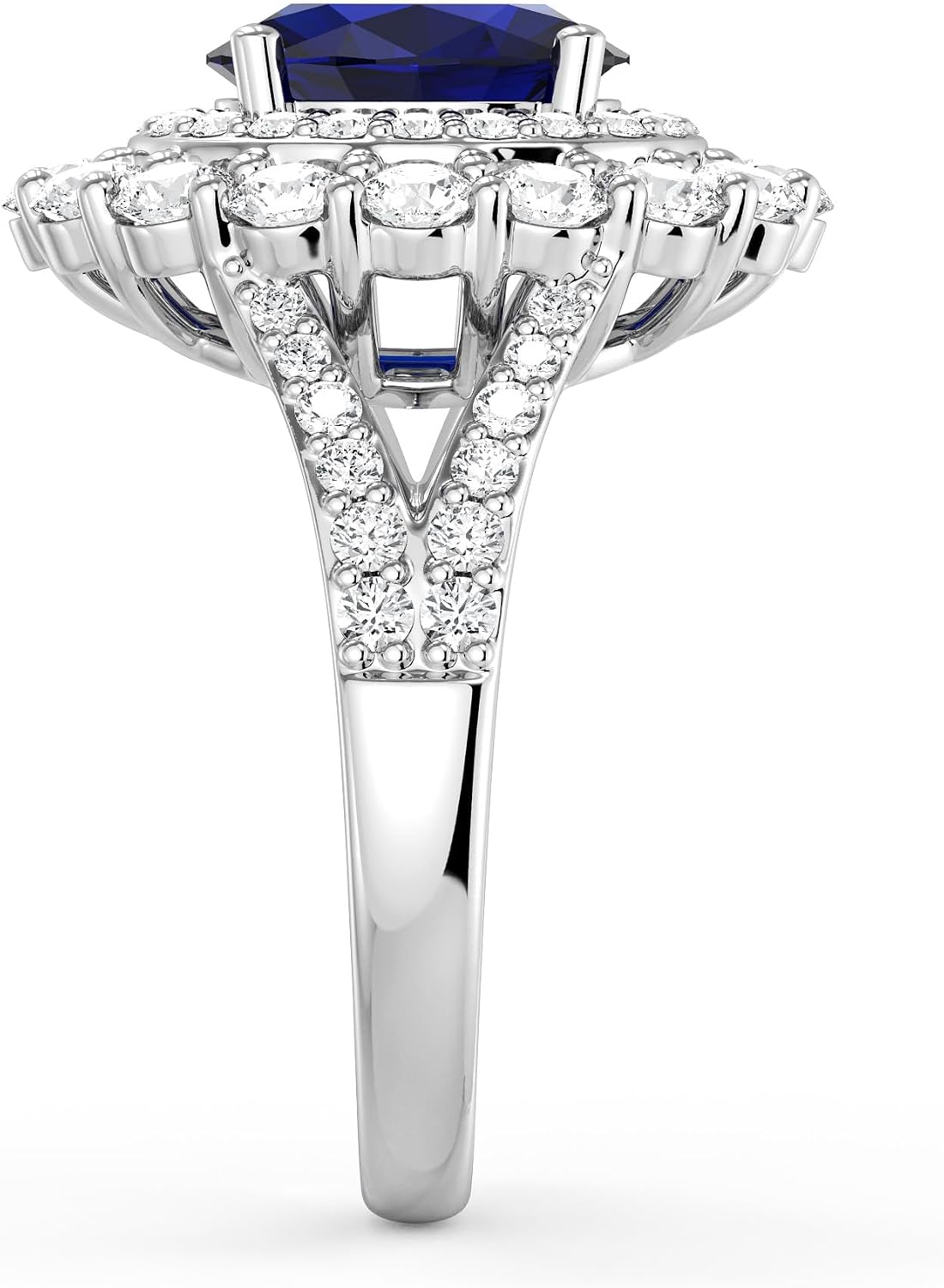 Sterling silver birthstone ring with lab-created moissanite stone, rhodium plating, modern setting