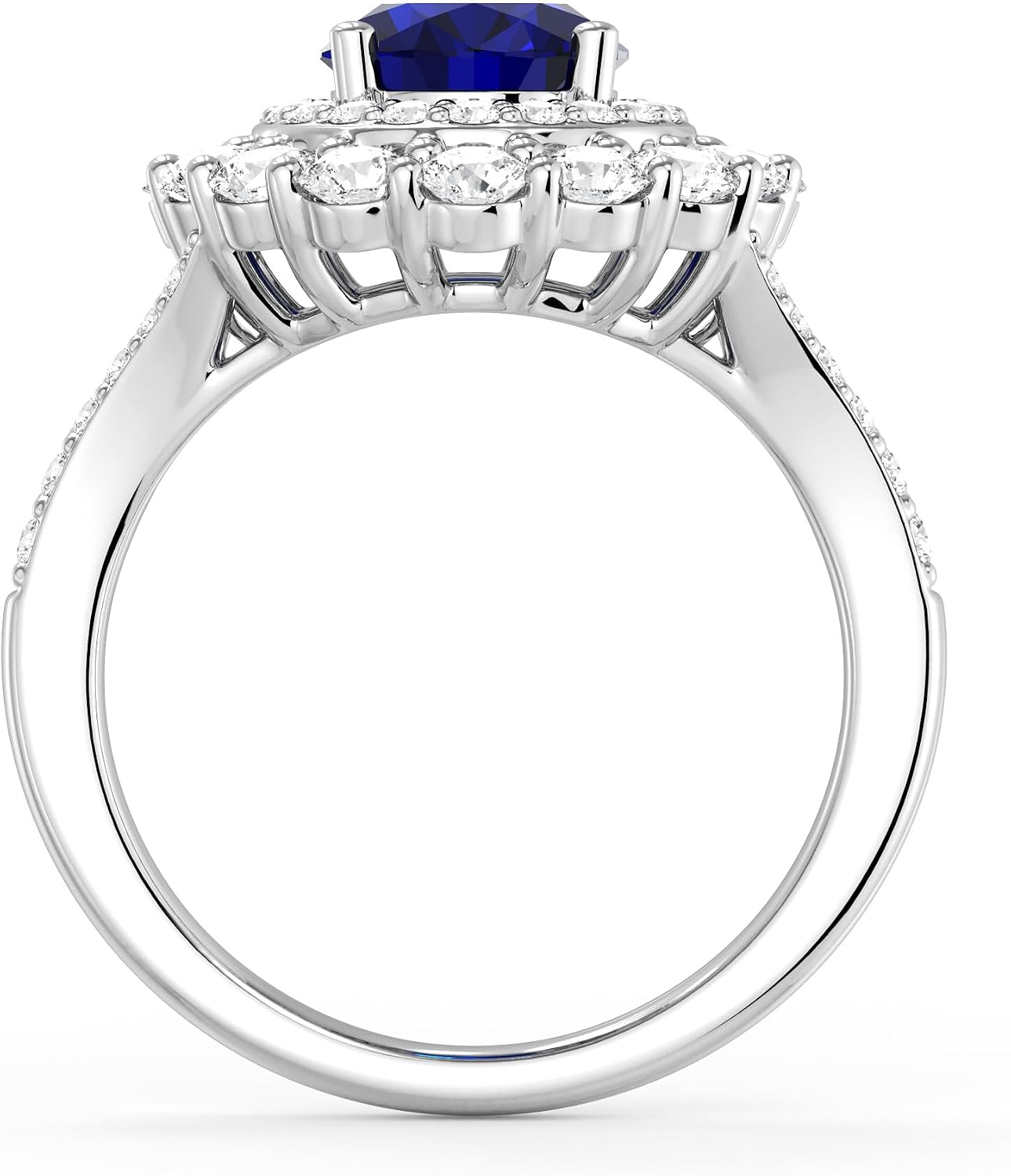 Sterling silver birthstone ring with lab-created moissanite stone, rhodium plating, modern setting