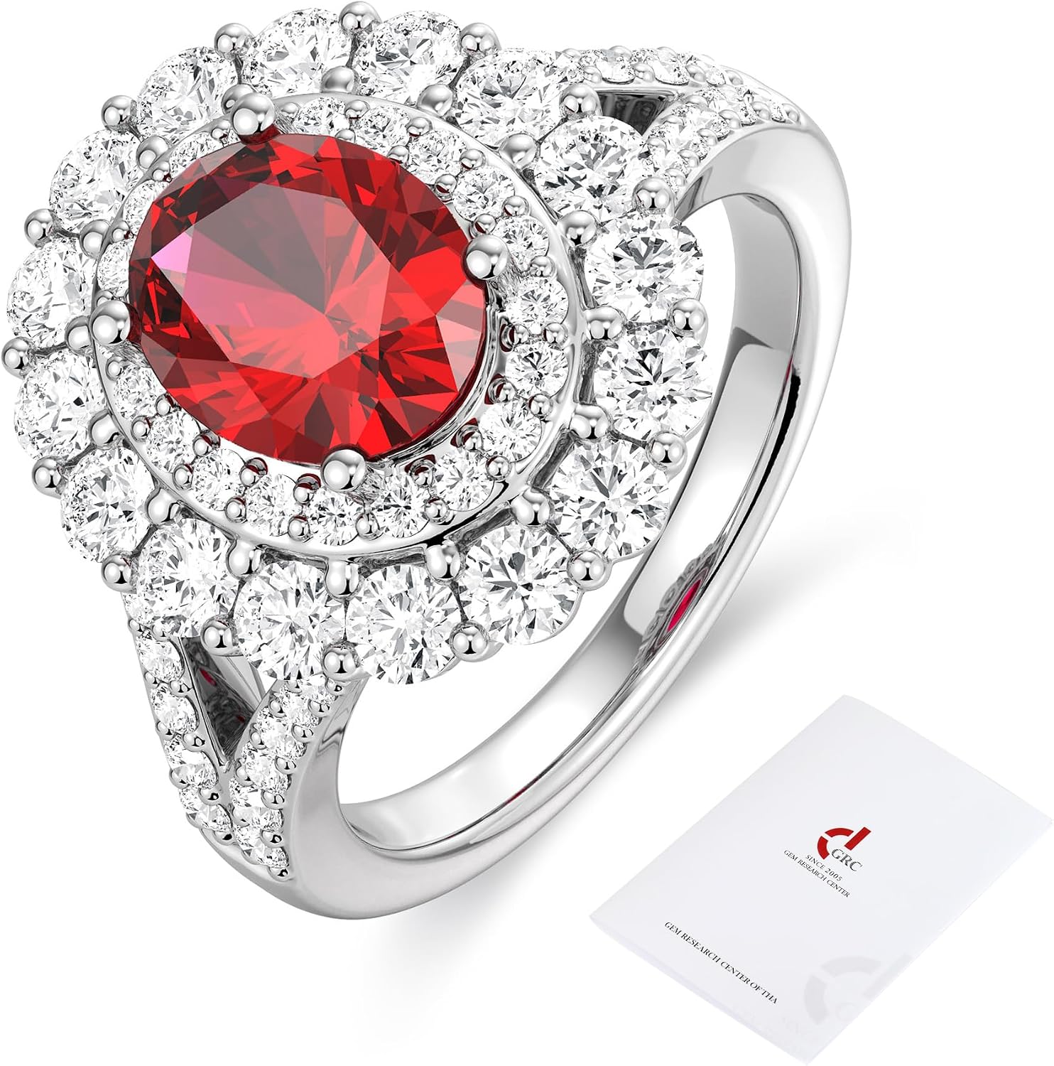 Sterling silver birthstone ring with lab-created moissanite stone, rhodium plating, modern setting