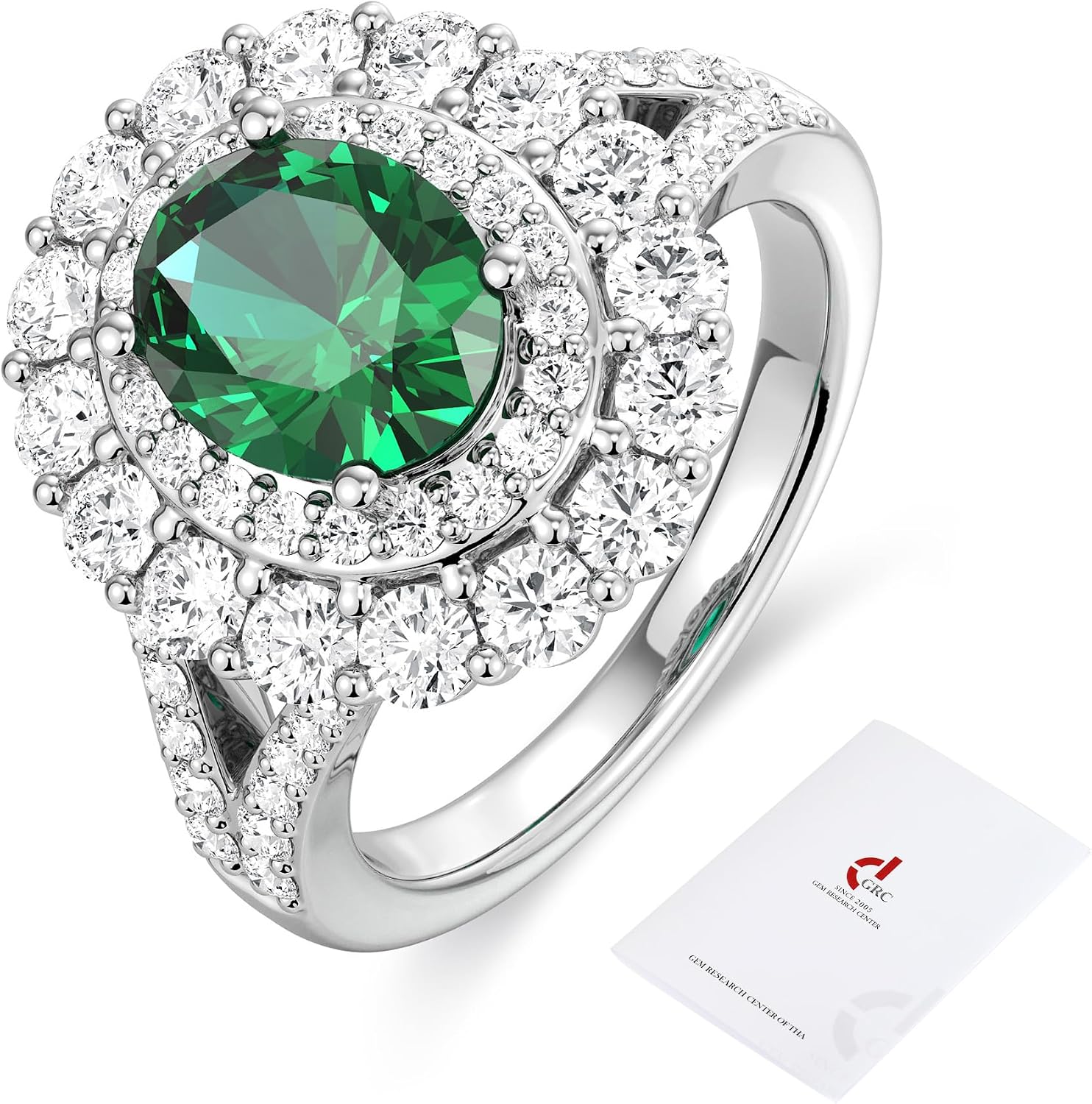 Sterling silver birthstone ring with lab-created moissanite stone, rhodium plating, modern setting
